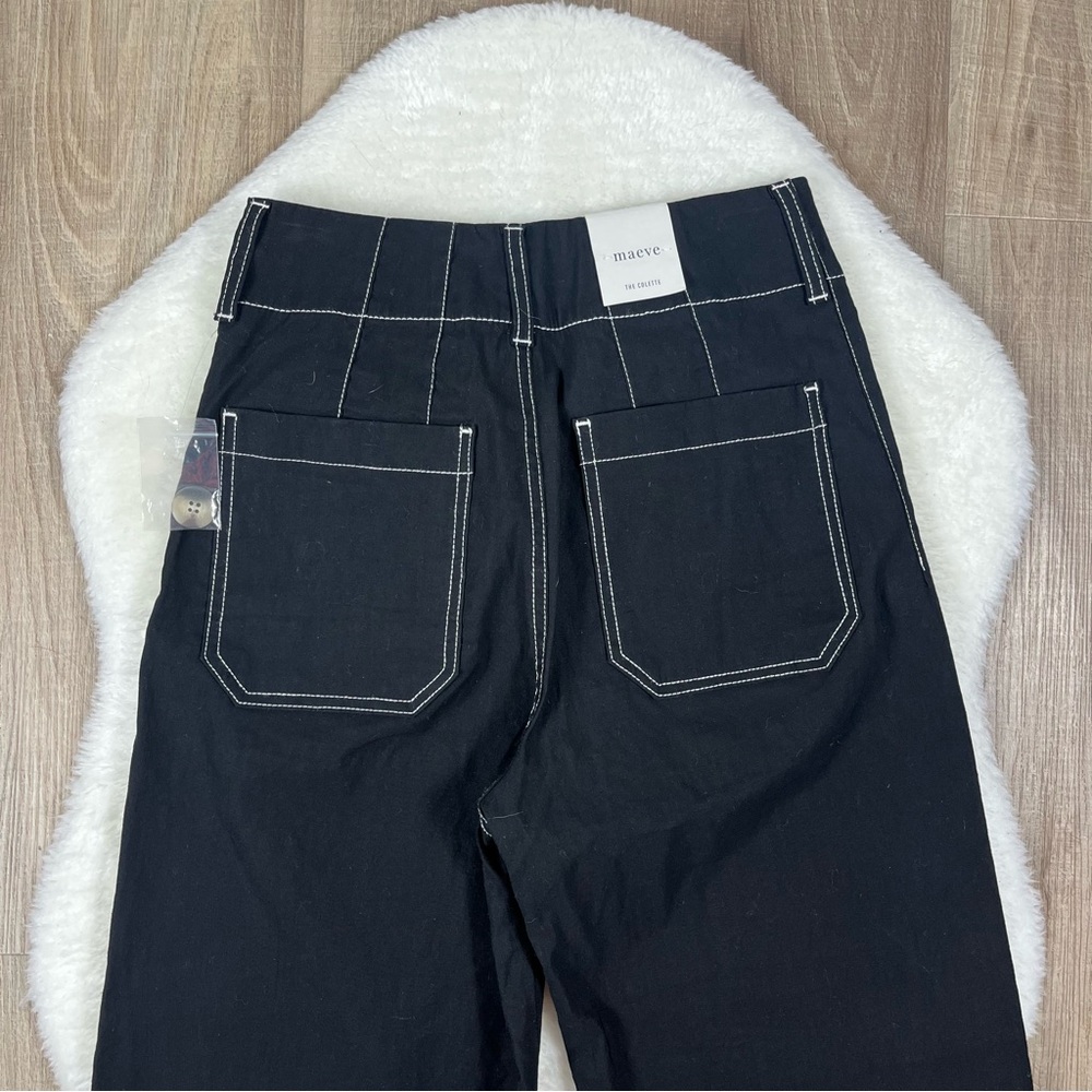NWOT Maeve The Colette Crop Wide-Leg Pants Contrast-Stitch Edition Anthropologie - Picture 7 of 7